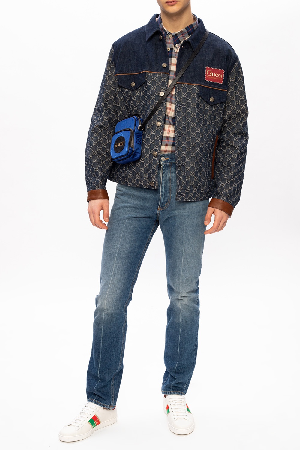 Navy blue Denim jacket with logo Gucci Vitkac France